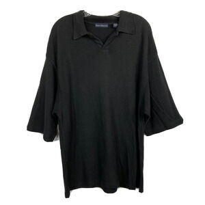 Barry Bricken Polo Shirt Mens Sz XL Black Short Sleeve Silk Cotton‎ Knit